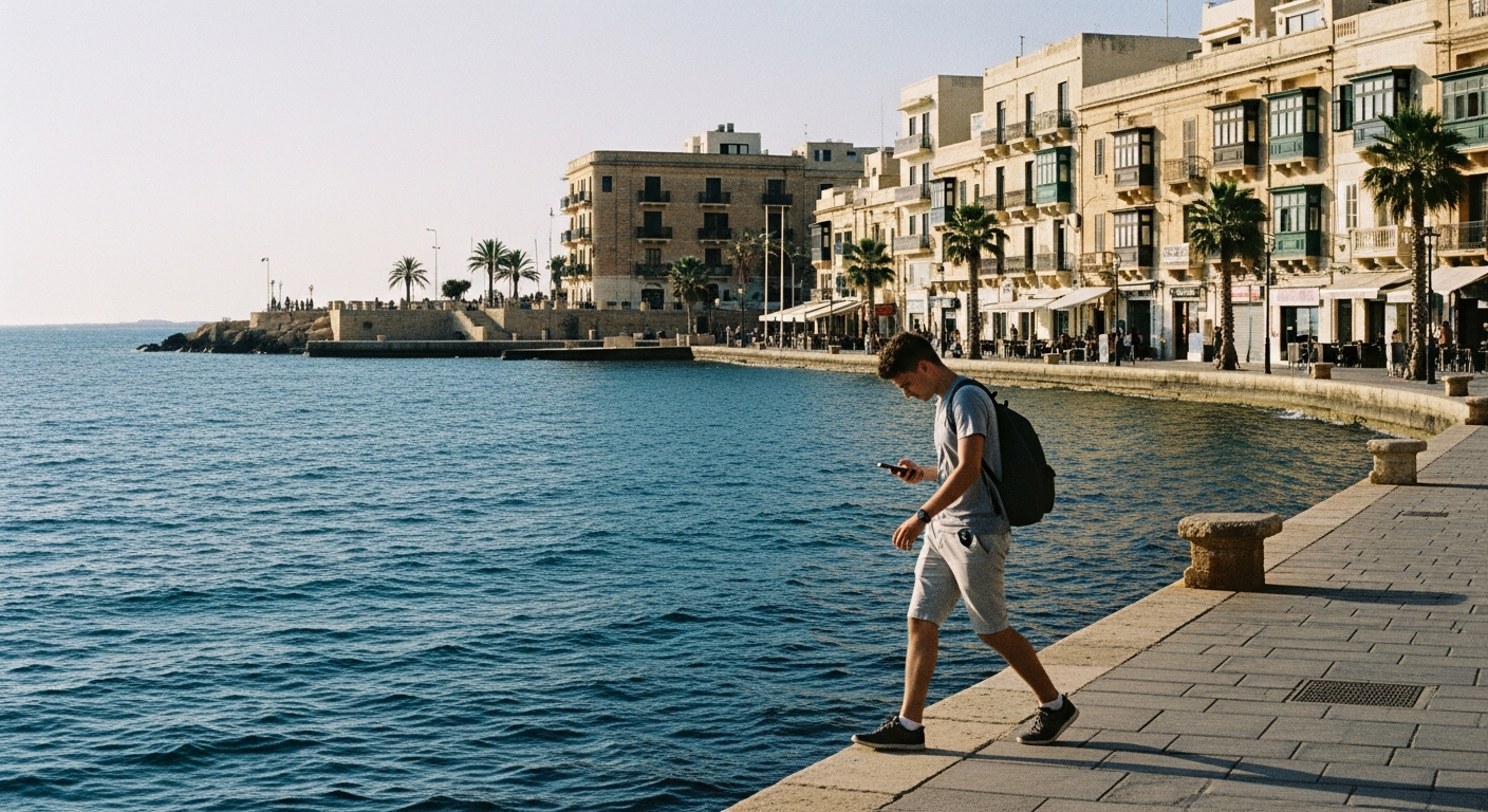 Malta Sliema St. Julian's sahili öğrenci yaşamı