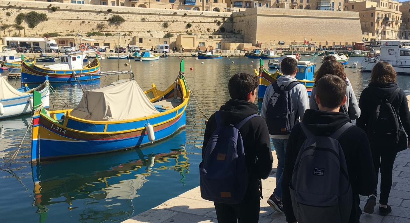 Malta'da eğitim — Valletta limanı ve Akdeniz